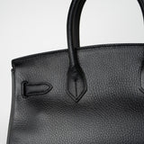 Hermes Handbag Birkin 30 Black/ Noir Vachette Ardennes Gold Plated Hardware G Square Stamp -Knockoff
