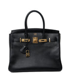 Hermes Handbag Birkin 30 Black/ Noir Vachette Ardennes Gold Plated Hardware G Square Stamp -Knockoff
