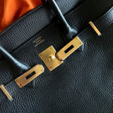 Hermes Handbag Birkin 30 Black/ Noir Vachette Ardennes Gold Plated Hardware G Square Stamp -Knockoff
