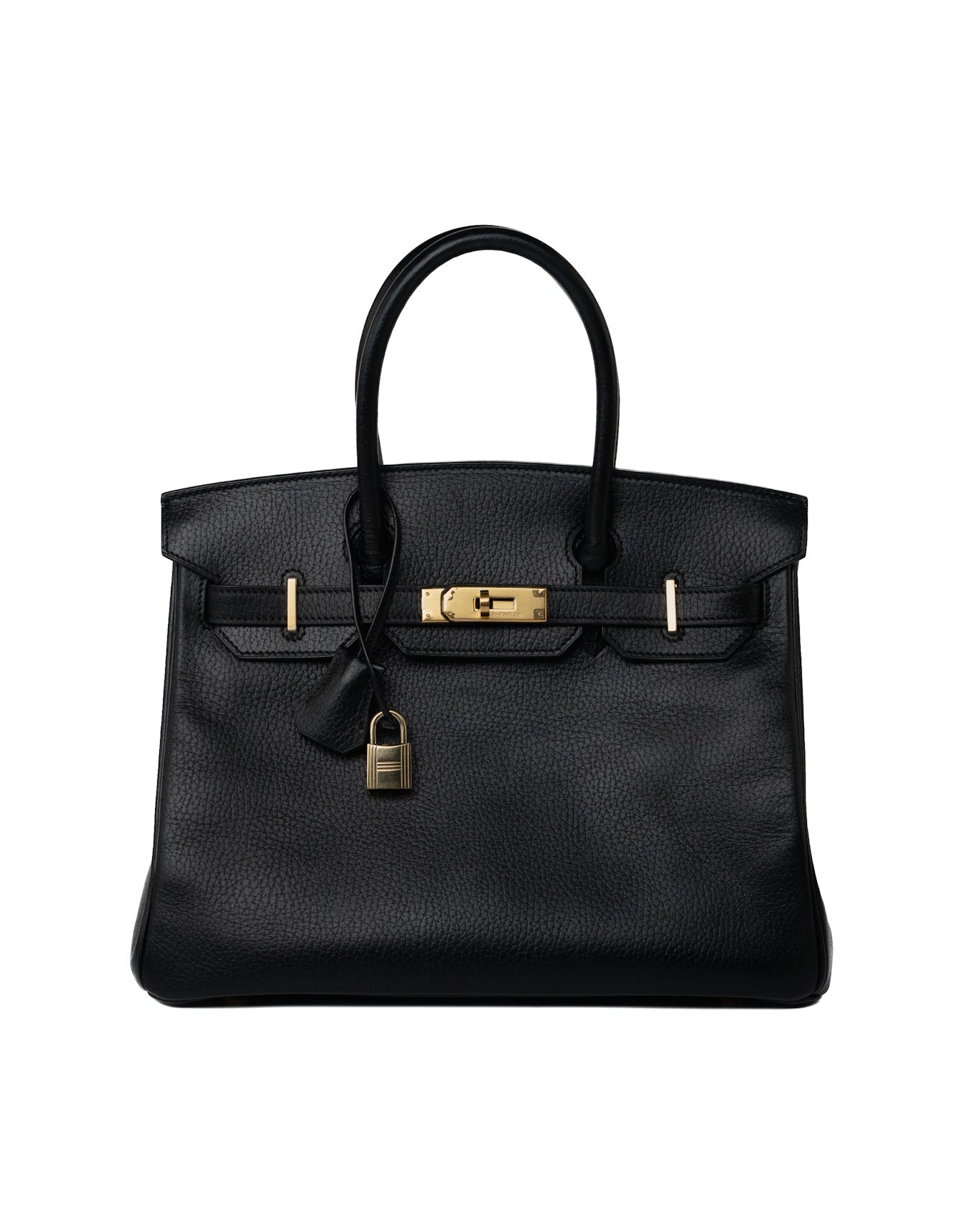 Hermes Handbag Birkin 30 Black/ Noir Vachette Ardennes Gold Plated Hardware G Square Stamp -Knockoff
