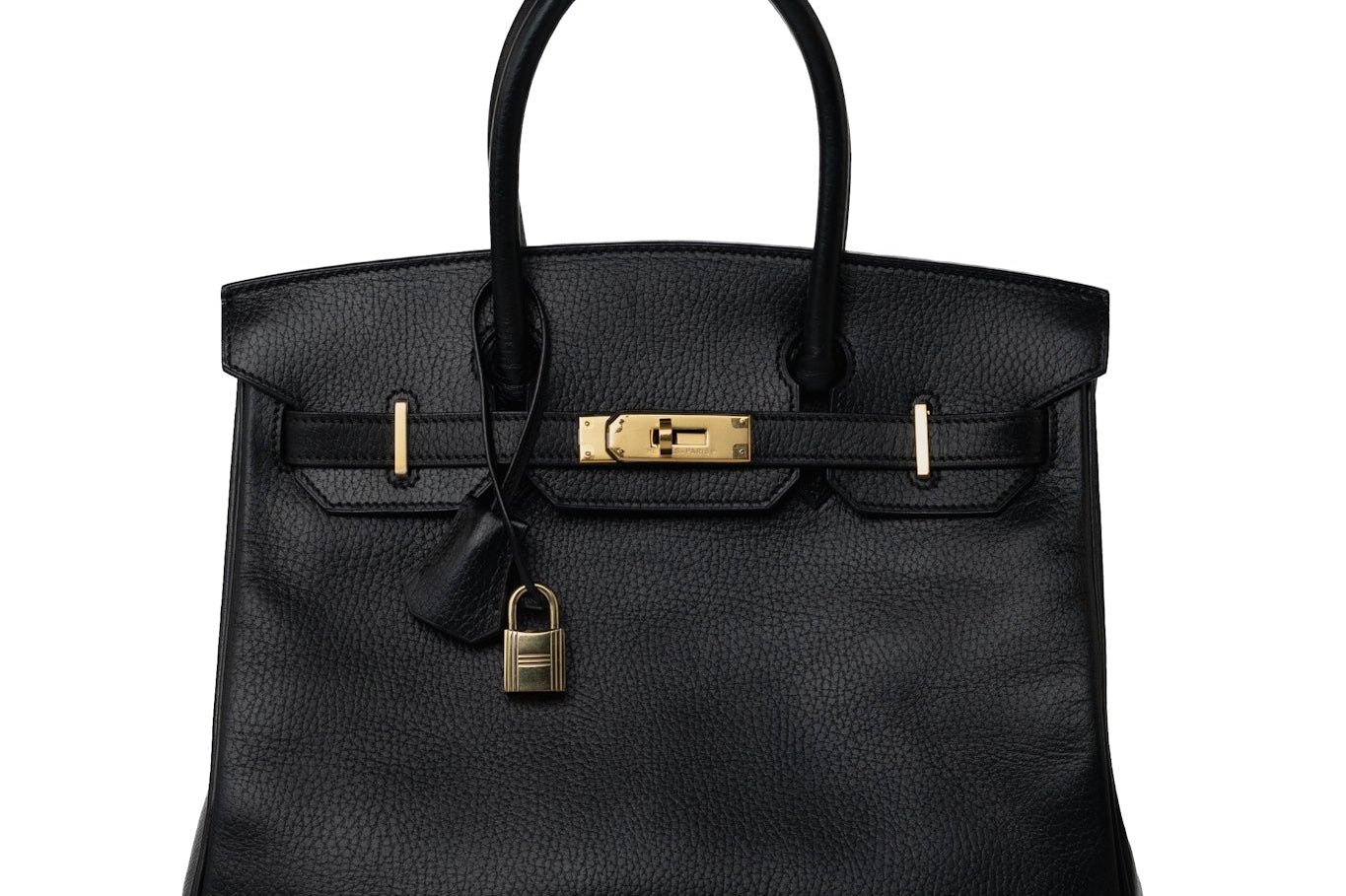 Hermes Handbag Birkin 30 Black/ Noir Vachette Ardennes Gold Plated Hardware G Square Stamp -Knockoff
