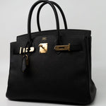 Hermes Handbag Birkin 30 Black Veau Epsom Leather Gold Plated Hardware 2017 A -Knockoff
