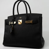 Hermes Handbag Birkin 30 Black Veau Epsom Leather Gold Plated Hardware 2017 A -Knockoff
