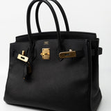 Hermes Handbag Birkin 30 Black Veau Epsom Leather Gold Plated Hardware 2017 A -Knockoff
