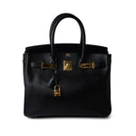 Hermes Handbag Birkin 30 Black Veau Epsom Leather Gold Plated N Stamp -Knockoff
