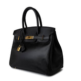 Hermes Handbag Birkin 30 Black Veau Epsom Leather Gold Plated N Stamp -Knockoff
