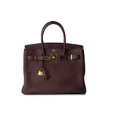 Hermes Handbag Birkin 30 Bordeaux Veau Togo Leather Gold Plated Hardware A Stamp -Knockoff
