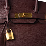 Hermes Handbag Birkin 30 Bordeaux Veau Togo Leather Gold Plated Hardware A Stamp -Knockoff
