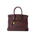 Hermes Handbag Birkin 30 Bordeaux Veau Togo Leather Gold Plated Hardware A Stamp -Knockoff
