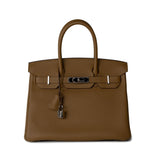 Hermes Handbag Birkin 30 Bronze Doré / Bleu Brume Veau Togo Leather Palladium Plated Z Stamp -Knockoff
