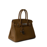 Hermes Handbag Birkin 30 Bronze Doré / Bleu Brume Veau Togo Leather Palladium Plated Z Stamp -Knockoff
