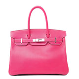 Hermes Handbag Birkin 30 (Candy Model) Rose Tyrien / Rubis Veau Epsom Leather Palladium Plated O Square Stamp -Knockoff
