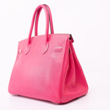 Hermes Handbag Birkin 30 (Candy Model) Rose Tyrien / Rubis Veau Epsom Leather Palladium Plated O Square Stamp -Knockoff
