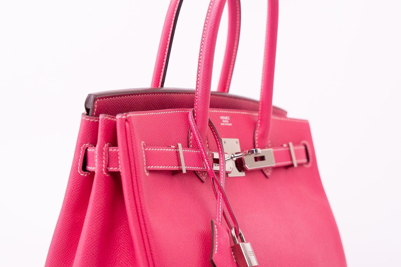 Hermes Handbag Birkin 30 (Candy Model) Rose Tyrien / Rubis Veau Epsom Leather Palladium Plated O Square Stamp -Knockoff
