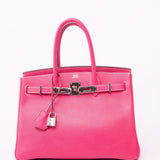 Hermes Handbag Birkin 30 (Candy Model) Rose Tyrien / Rubis Veau Epsom Leather Palladium Plated O Square Stamp -Knockoff
