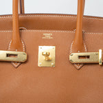 Hermes Handbag Birkin 30 Gold Veau Epsom Leather Gold Plated Stamp A -Knockoff
