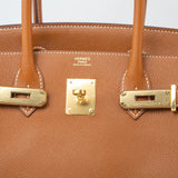 Hermes Handbag Birkin 30 Gold Veau Epsom Leather Gold Plated Stamp A -Knockoff
