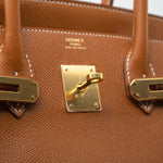 Hermes Handbag Birkin 30 Gold Veau Epsom Leather Gold Plated Stamp A -Knockoff
