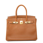 Hermes Handbag Birkin 30 Gold Veau Epsom Leather Gold Plated Stamp A -Knockoff
