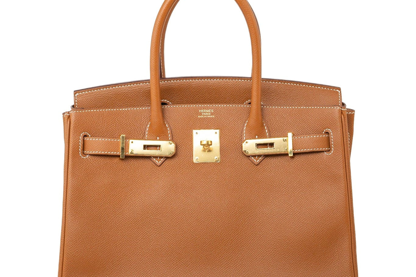 Hermes Handbag Birkin 30 Gold Veau Epsom Leather Gold Plated Stamp A -Knockoff
