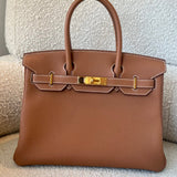 Hermes Handbag Birkin 30 Gold Veau Togo leather Gold plated 2022 U stamp -Knockoff
