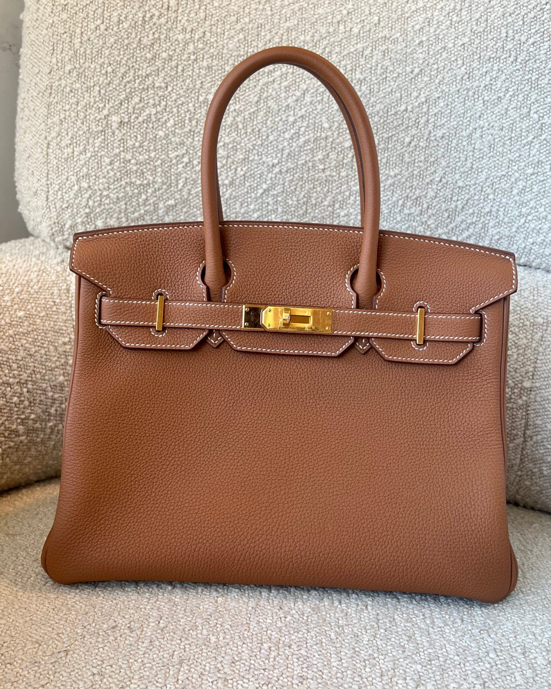 Hermes Handbag Birkin 30 Gold Veau Togo leather Gold plated 2022 U stamp -Knockoff
