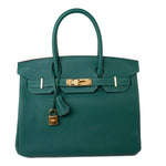 Hermes Handbag Birkin 30 Malachite Veau Togo Leather Gold Plated Hardware 2020 Y -Knockoff
