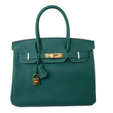 Hermes Handbag Birkin 30 Malachite Veau Togo Leather Gold Plated Hardware 2020 Y -Knockoff
