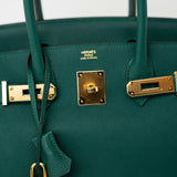 Hermes Handbag Birkin 30 Malachite Veau Togo Leather Gold Plated Hardware 2020 Y -Knockoff
