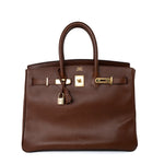 Hermes Handbag Birkin 35 Brown Ardennes Leather Gold Plated Z Circle Stamp -Knockoff
