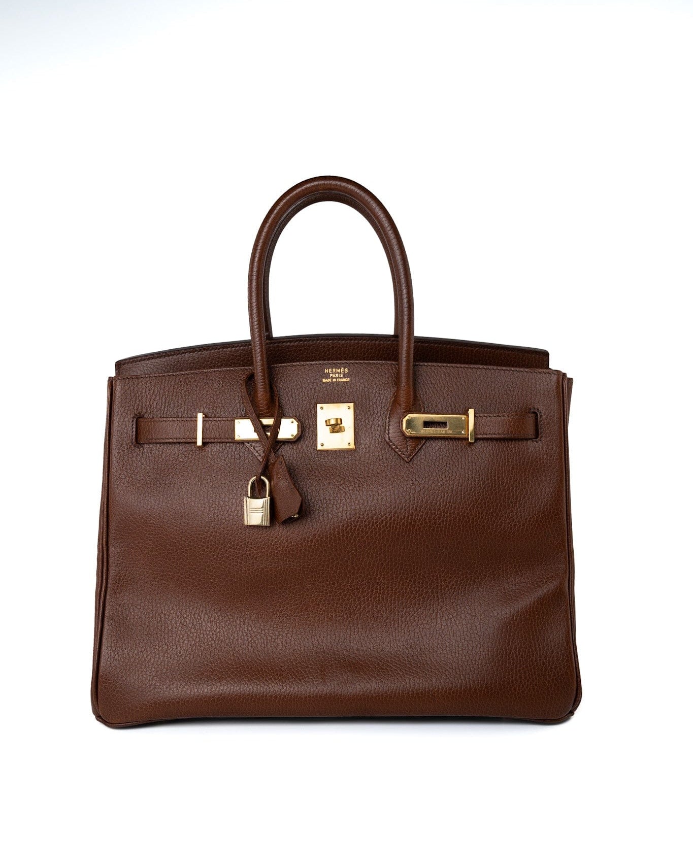 Hermes Handbag Birkin 35 Brown Ardennes Leather Gold Plated Z Circle Stamp -Knockoff
