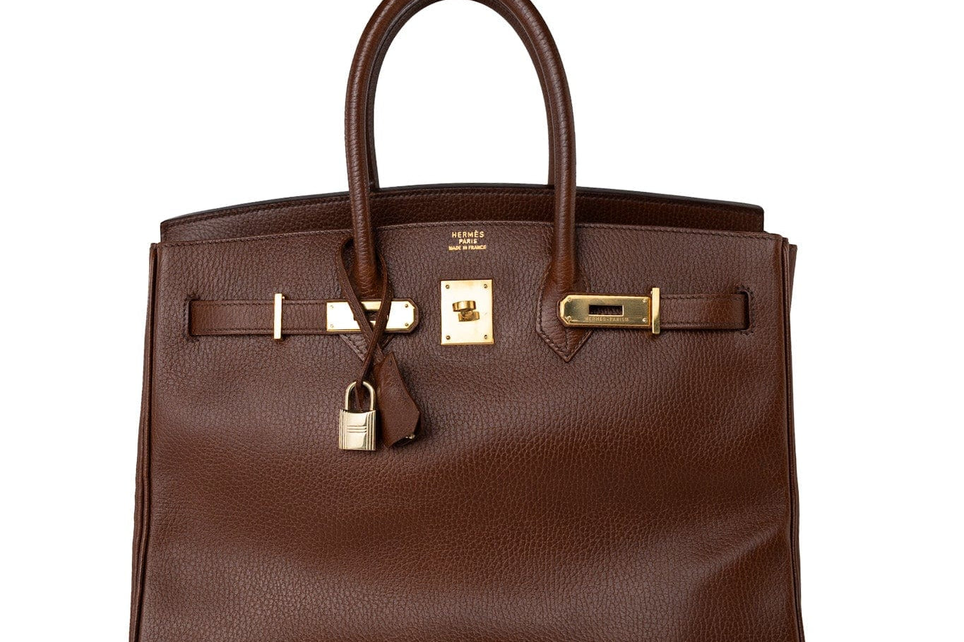 Hermes Handbag Birkin 35 Brown Ardennes Leather Gold Plated Z Circle Stamp -Knockoff
