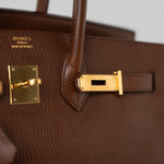 Hermes Handbag Birkin 35 Brown Ardennes Leather Gold Plated Z Circle Stamp -Knockoff
