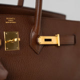 Hermes Handbag Birkin 35 Brown Ardennes Leather Gold Plated Z Circle Stamp -Knockoff
