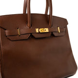 Hermes Handbag Birkin 35 Brown Ardennes Leather Gold Plated Z Circle Stamp -Knockoff
