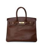 Hermes Handbag Birkin 35 Brown Ardennes Leather Gold Plated Z Circle Stamp -Knockoff
