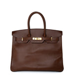 Hermes Handbag Birkin 35 Brown Ardennes Leather Gold Plated Z Circle Stamp -Knockoff
