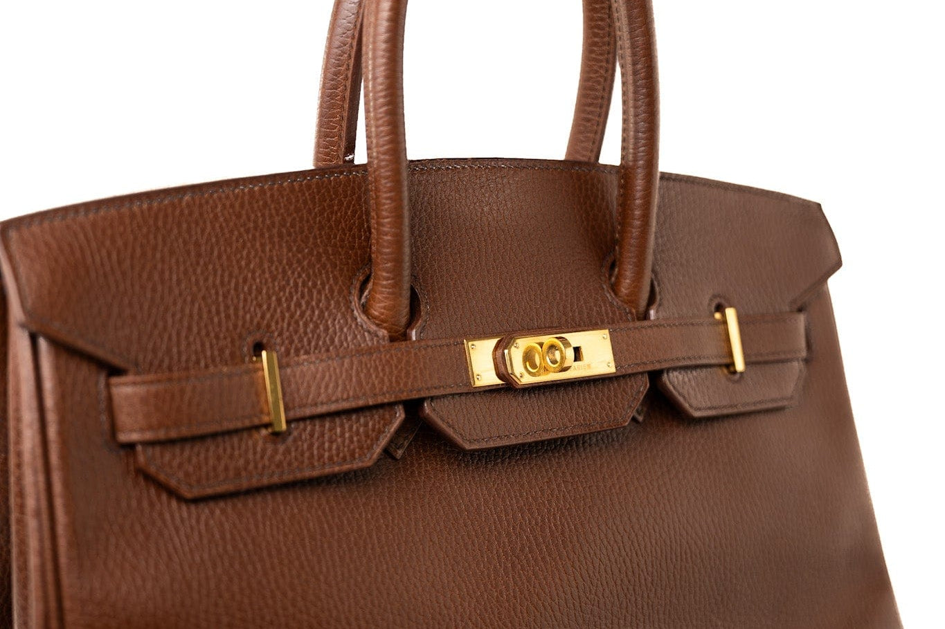 Hermes Handbag Birkin 35 Brown Ardennes Leather Gold Plated Z Circle Stamp -Knockoff
