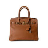 Hermes Handbag Birkin / Gold Birkin 30 Gold Courchevel Leather Gold Plated Hardware G Square Stamp -Knockoff
