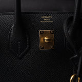 Hermes Handbag Birkin Sellier 25 Black Veau Epsom Leather Gold Plated Hardware Z Stamp -Knockoff
