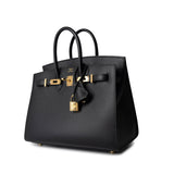 Hermes Handbag Birkin Sellier 25 Black Veau Epsom Leather Gold Plated Hardware Z Stamp -Knockoff
