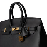 Hermes Handbag Birkin Sellier 25 Black Veau Epsom Leather Gold Plated Hardware Z Stamp -Knockoff
