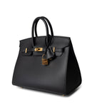 Hermes Handbag Birkin Sellier 25 Black Veau Epsom Leather Gold Plated Hardware Z Stamp -Knockoff
