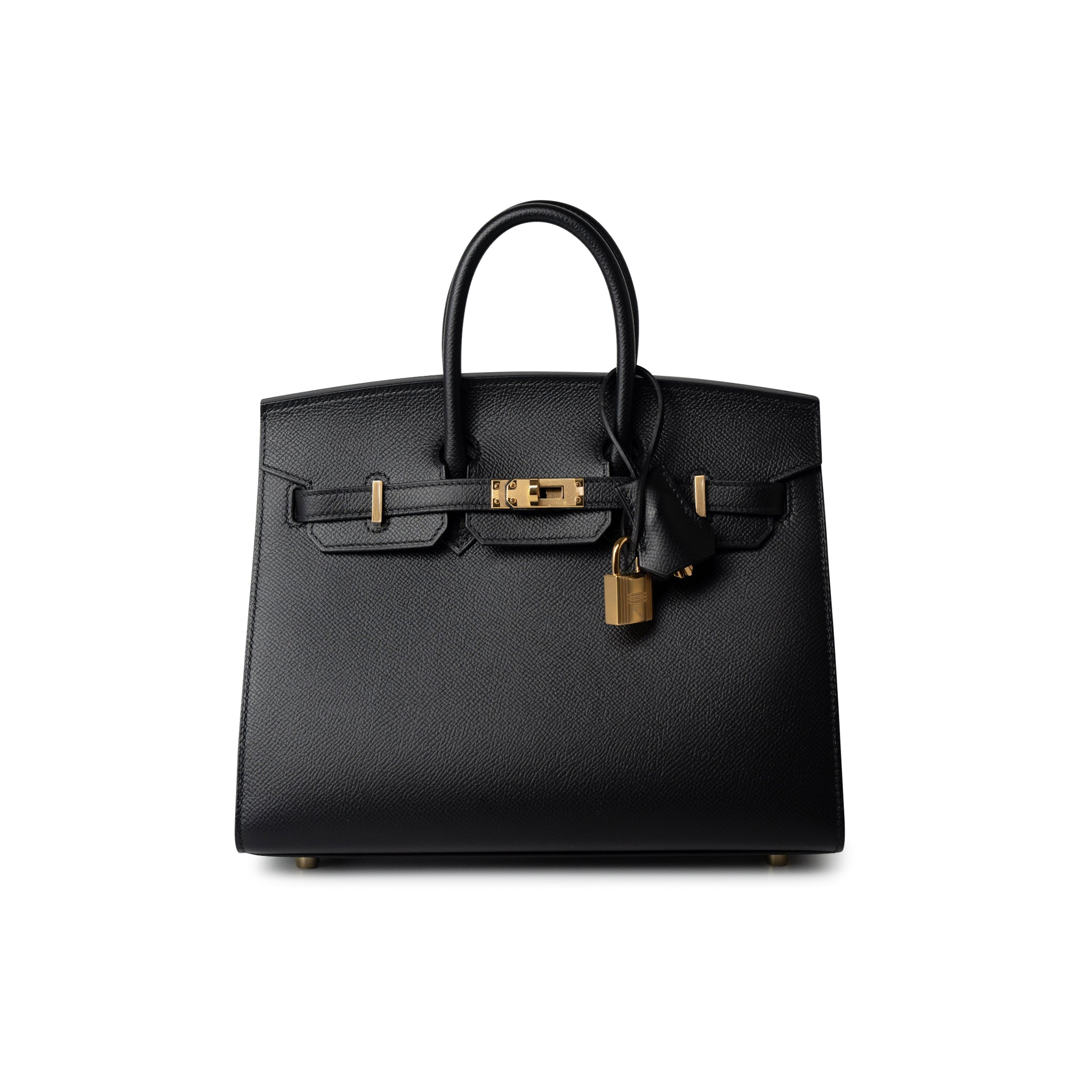 Hermes Handbag Birkin Sellier 25 Black Veau Epsom Leather Gold Plated Hardware Z Stamp -Knockoff
