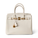 Hermes Handbag Birkin / White Birkin 30 Craie Veau Epsom Gold Plated C Stamp -Knockoff
