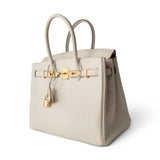 Hermes Handbag Birkin / White Birkin 30 Craie Veau Epsom Gold Plated C Stamp -Knockoff
