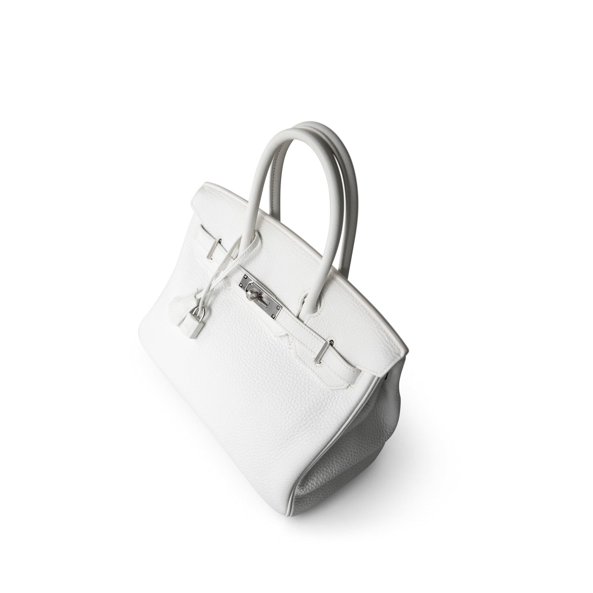 Hermes Handbag Birkin / White Birkin 30 White Taurillon Clemence Leather Palladium Plated I Square Stamp -Knockoff
