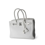 Hermes Handbag Birkin / White Birkin 30 White Taurillon Clemence Leather Palladium Plated I Square Stamp -Knockoff
