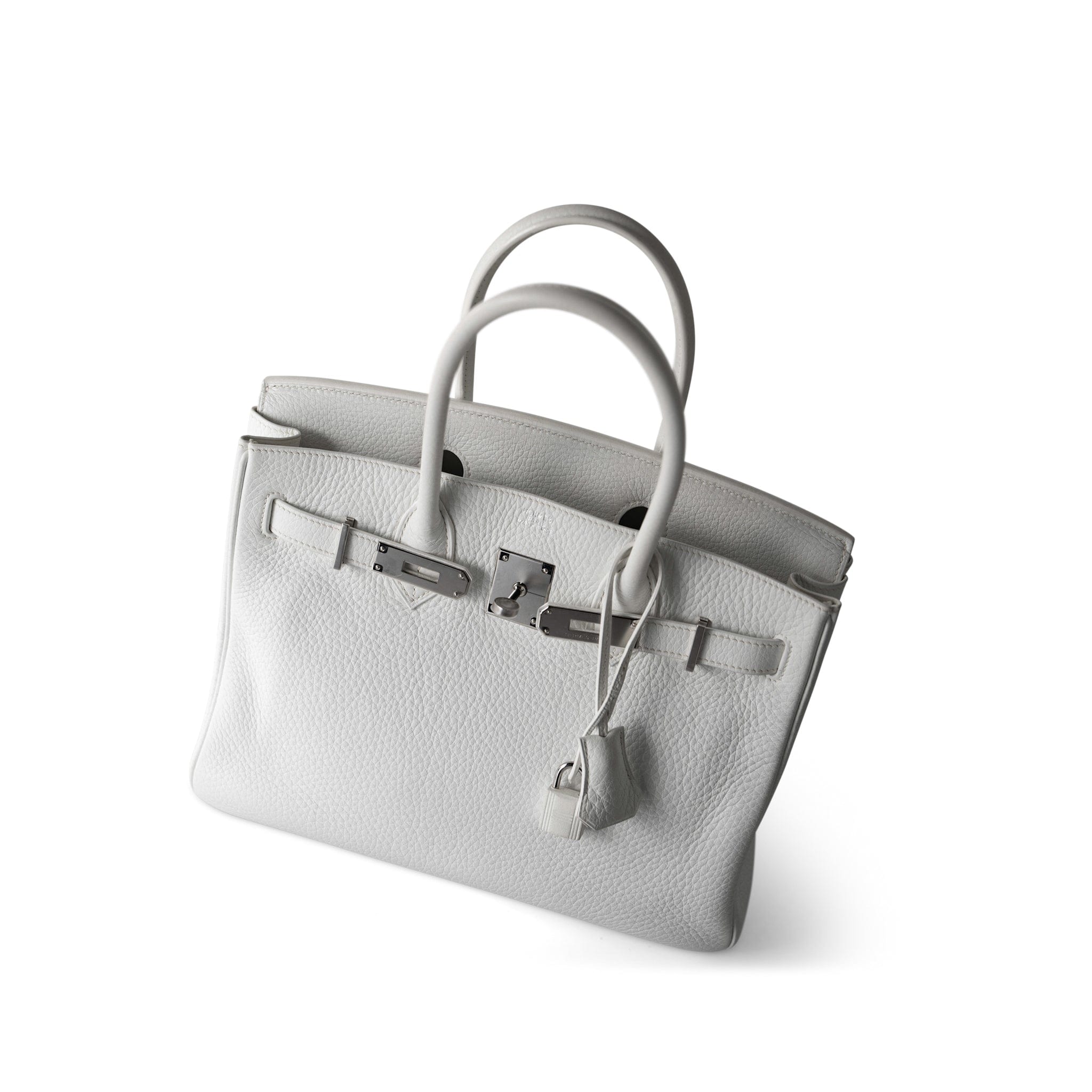 Hermes Handbag Birkin / White Birkin 30 White Taurillon Clemence Leather Palladium Plated I Square Stamp -Knockoff
