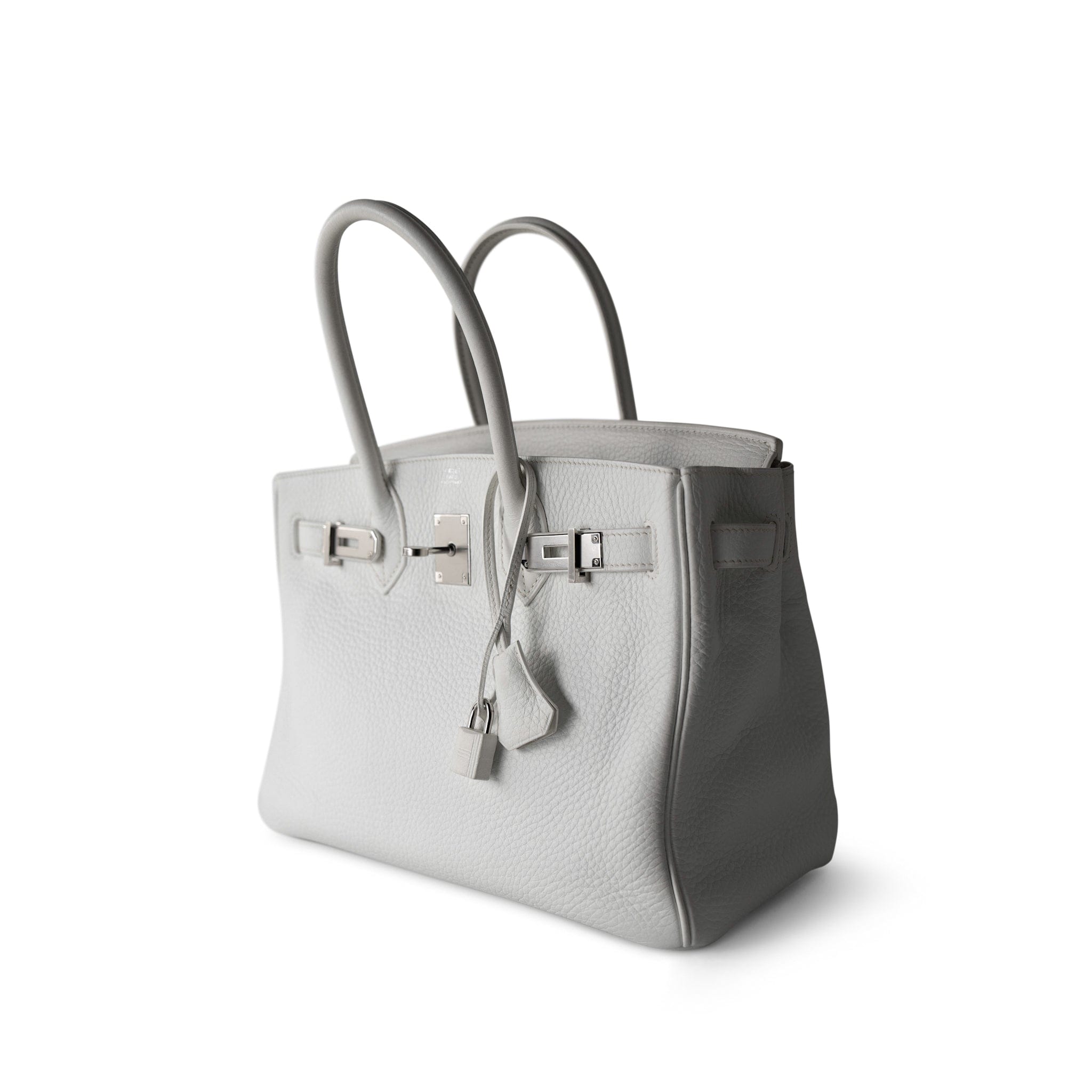 Hermes Handbag Birkin / White Birkin 30 White Taurillon Clemence Leather Palladium Plated I Square Stamp -Knockoff
